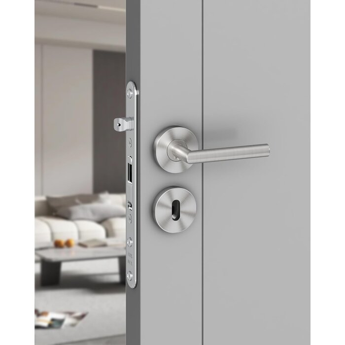 Türgriff-Set Edelstahl Toilette L-Form PZ Profilzylinder Silber