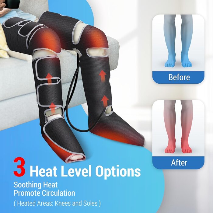 COMFIER Beinmassagegerät mit Wärme & Kompression – Schwarz, One Size