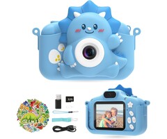 Digitalkamera für Kinder, Blau, 2.0 Zoll IPS Bildschirm, 1080P HD, inkl. 32GB TF-Karte, Silikon
