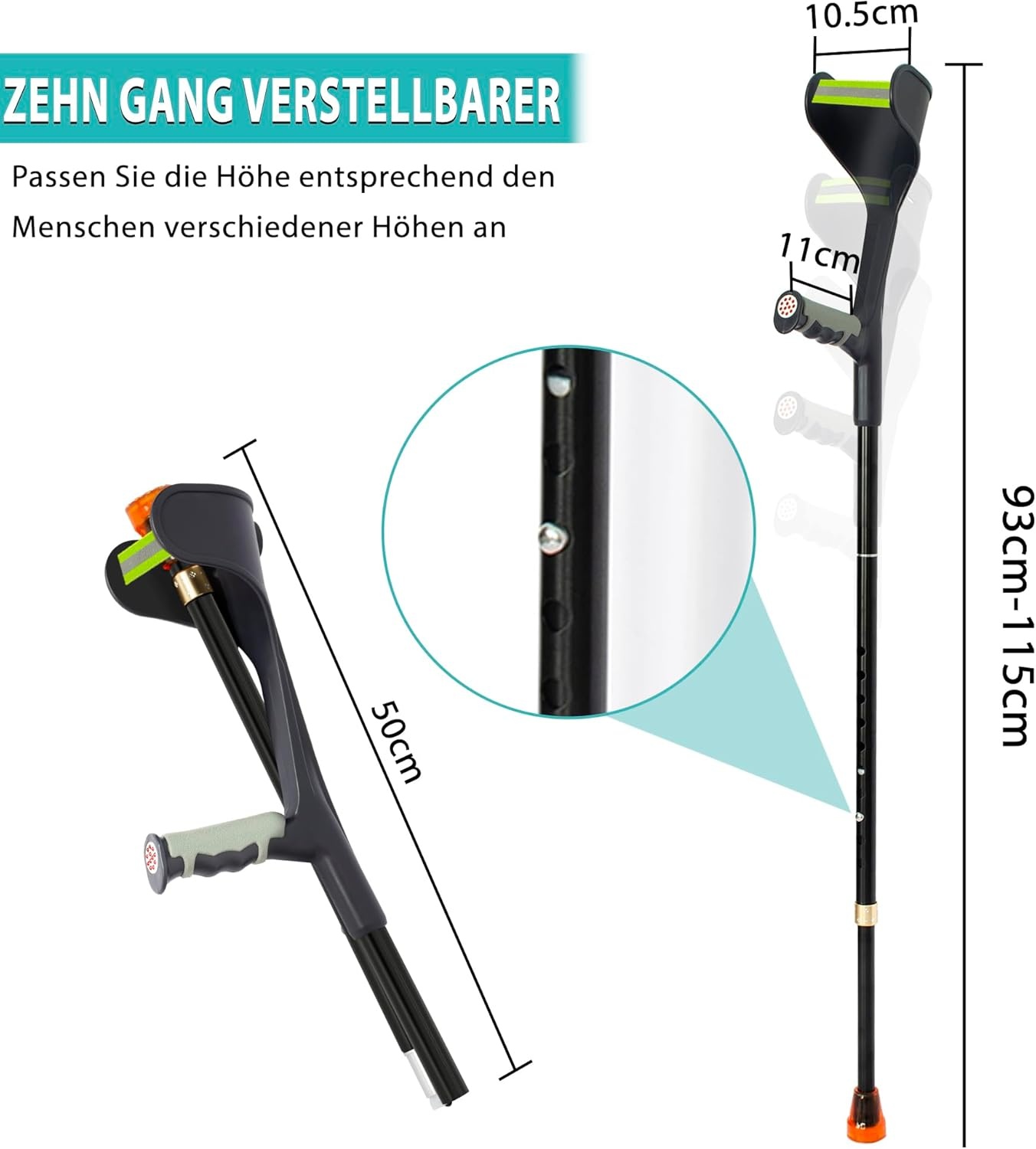 Klappbare Unterarm-Gehstützen, 2er-Set - Jetzt bis zu 30% günstiger!