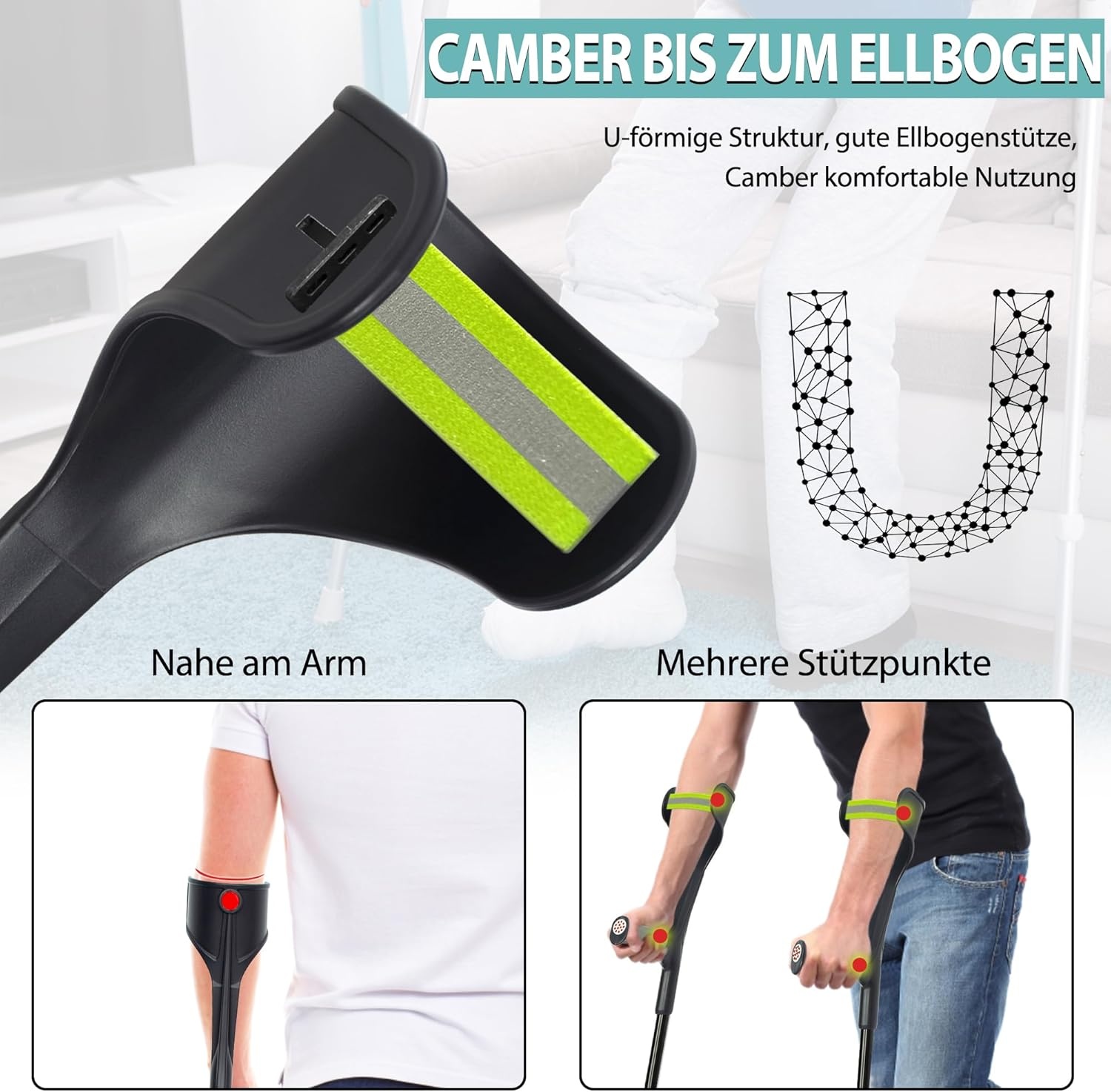Klappbare Unterarm-Gehstützen, 2er-Set - Jetzt bis zu 30% günstiger!