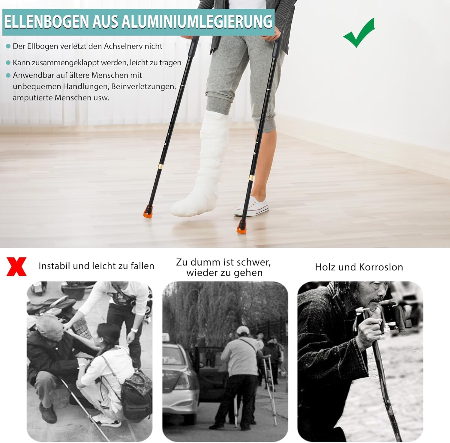 Klappbare Unterarm-Gehstützen, 2er-Set - Jetzt bis zu 30% günstiger!