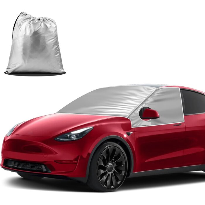 Sonnenschutz für Windschutzscheibe Tesla Model Y 2019-2025 | UV-Schutz | Verdickt | Inkl. Aufbewahrungsbeutel | Zubehör