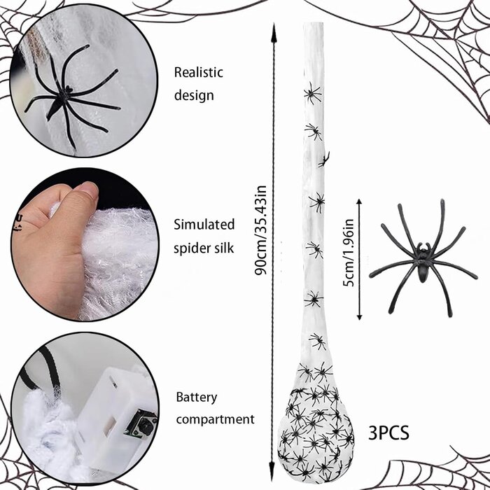 3er Set Hängende Leuchtende Spinneneier, Lila Halloween Dekoration – Outlet