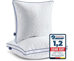 Kissen-Set, 2x 80x80 cm, 1500g Füllung, Mikrofaser, verstellbare Höhe, atmungsaktiv, waschbar
