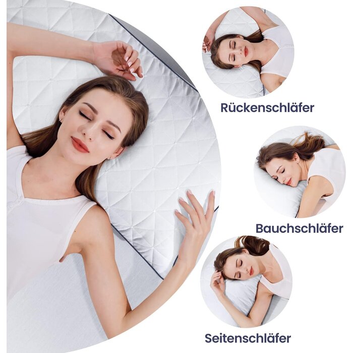 Kissen-Set, 2x 80x80 cm, 1500g Füllung, Mikrofaser, verstellbare Höhe, atmungsaktiv, waschbar