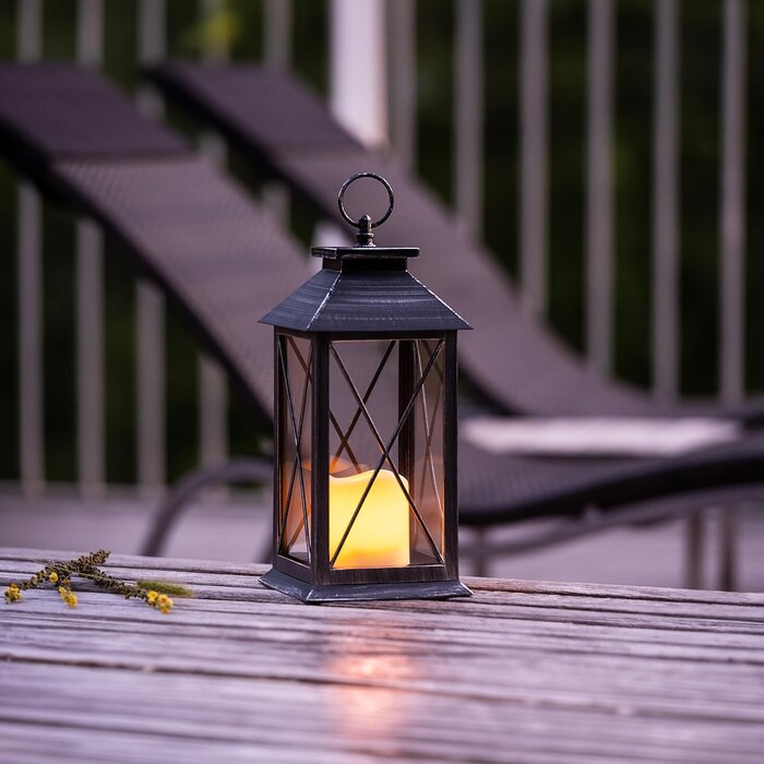 Laterne "Flower Power 9716" mit LED Outdoor Kerze, Kunststoff