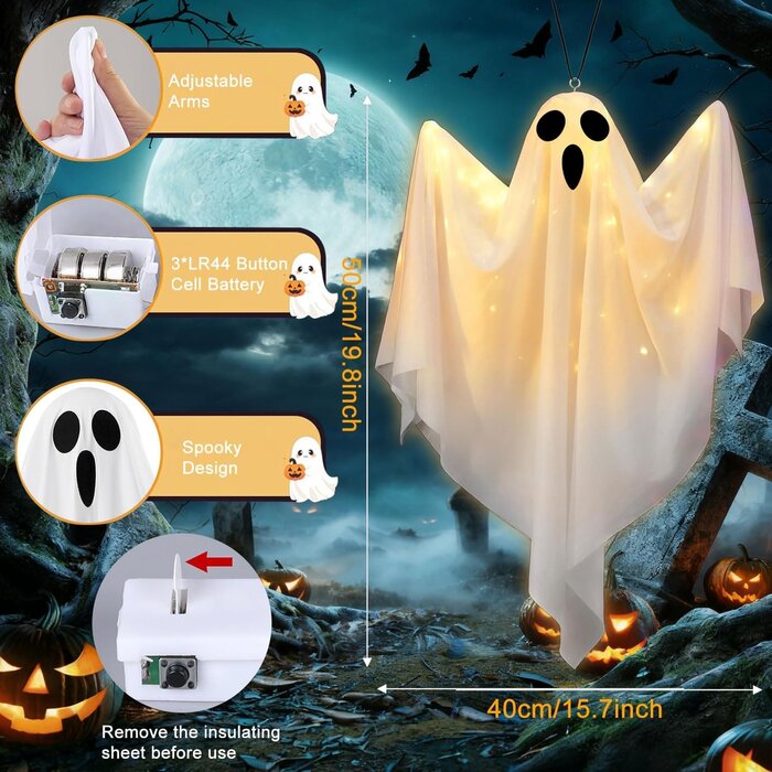 3er Set Geister LED Halloween Deko Outdoor - Spukgestalten für Haus & Garten | Bis zu 30% günstiger