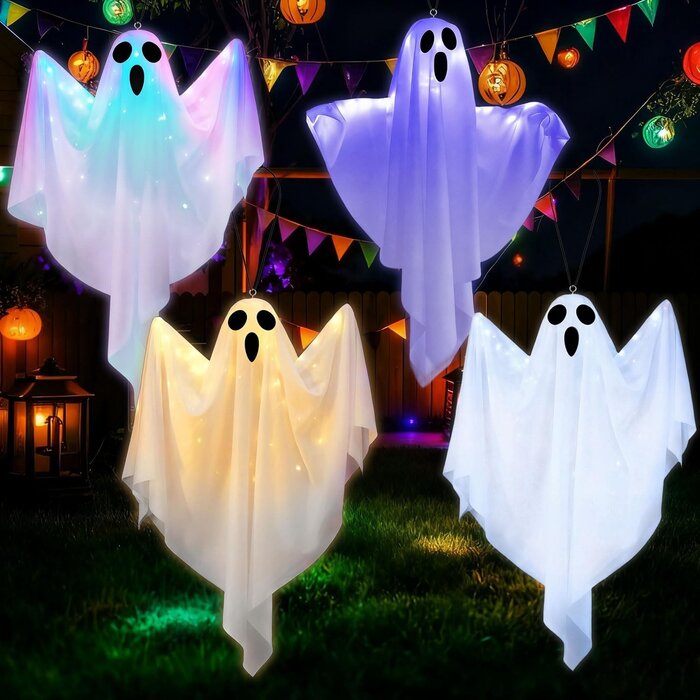 3er Set Geister LED Halloween Deko Outdoor - Spukgestalten für Haus & Garten | Bis zu 30% günstiger