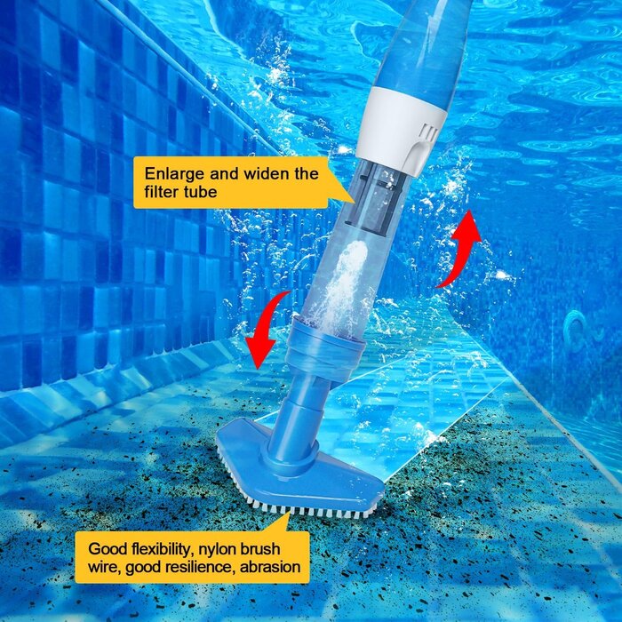 Akku-Poolsauger, 3-in-1 kabelloser Poolreiniger mit Teleskopstange, Handstaubsauger für kleine Pools, Spas, Whirlpools, 90 Min. Laufzeit, Blau