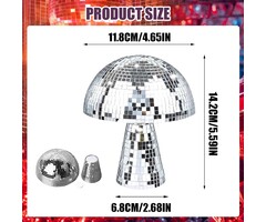 Silberne Pilz Discokugel Deko 11 cm - Schaumstoff mit Spiegelmosaik