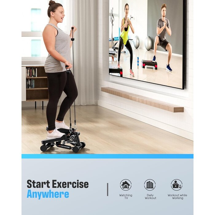 Mini Stepper mit Widerstandsbändern für Heimtraining - Jetzt bis zu 30% günstiger!