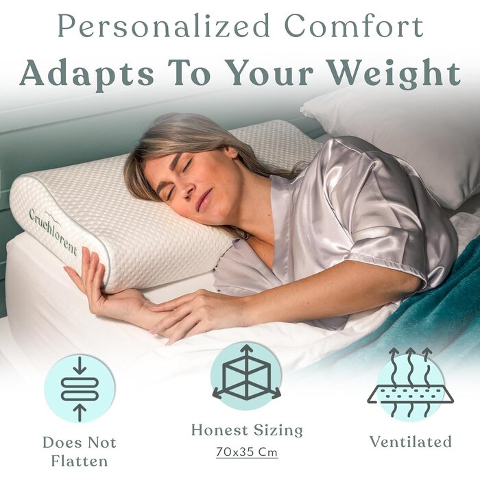 Orthopädisches Nackenkissen, ergonomisch, verstellbar, halbfest, für Seiten- & Rückenschläfer, Standard 70x35cm, Memory Foam, Anti-Schnarch