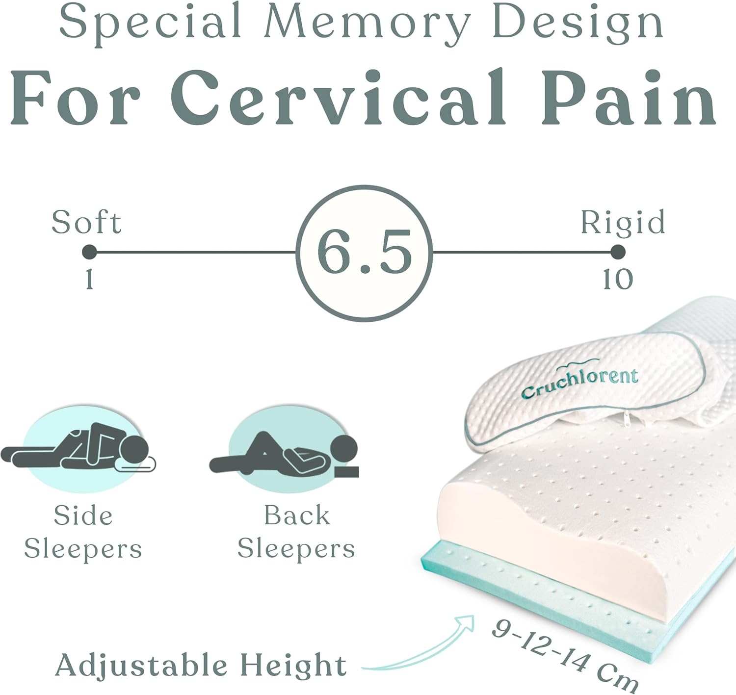Orthopädisches Nackenkissen, ergonomisch, verstellbar, halbfest, für Seiten- & Rückenschläfer, Standard 70x35cm, Memory Foam, Anti-Schnarch