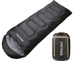 3-4 Jahreszeiten Schlafsack, wasserdicht & leicht, Deckenstil, Schwarz/Blau, 220 x 83 cm