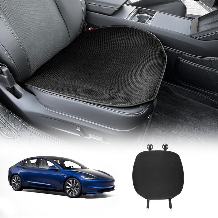 Sitzbezug Set Schwarz für Tesla Model 3 2024 - Vorne & Hinten, Eisseide, Rutschfest, Atmungsaktiv