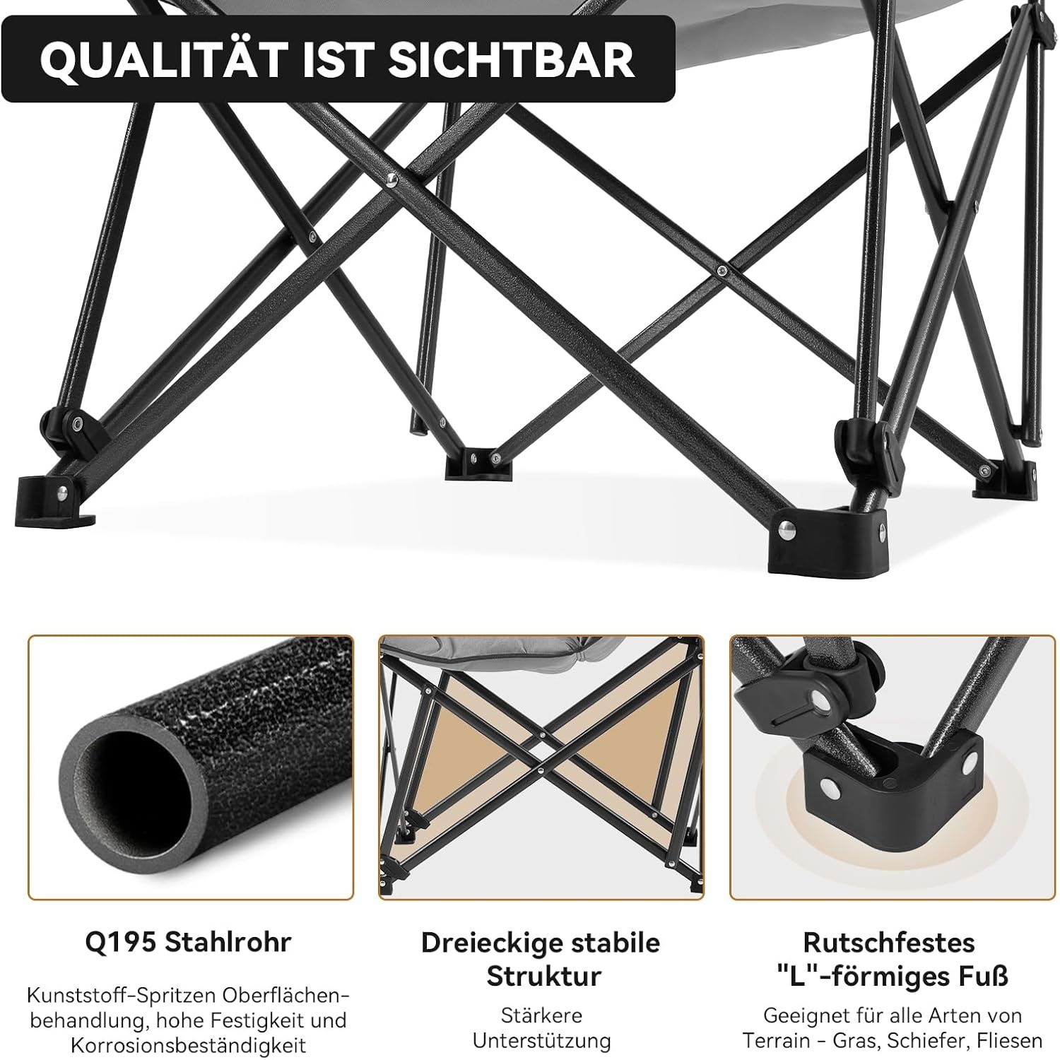 XXL Campingstuhl Faltbar & Leicht - Komfortabel, Hohe Rückenlehne, bis zu 35% Rabatt!