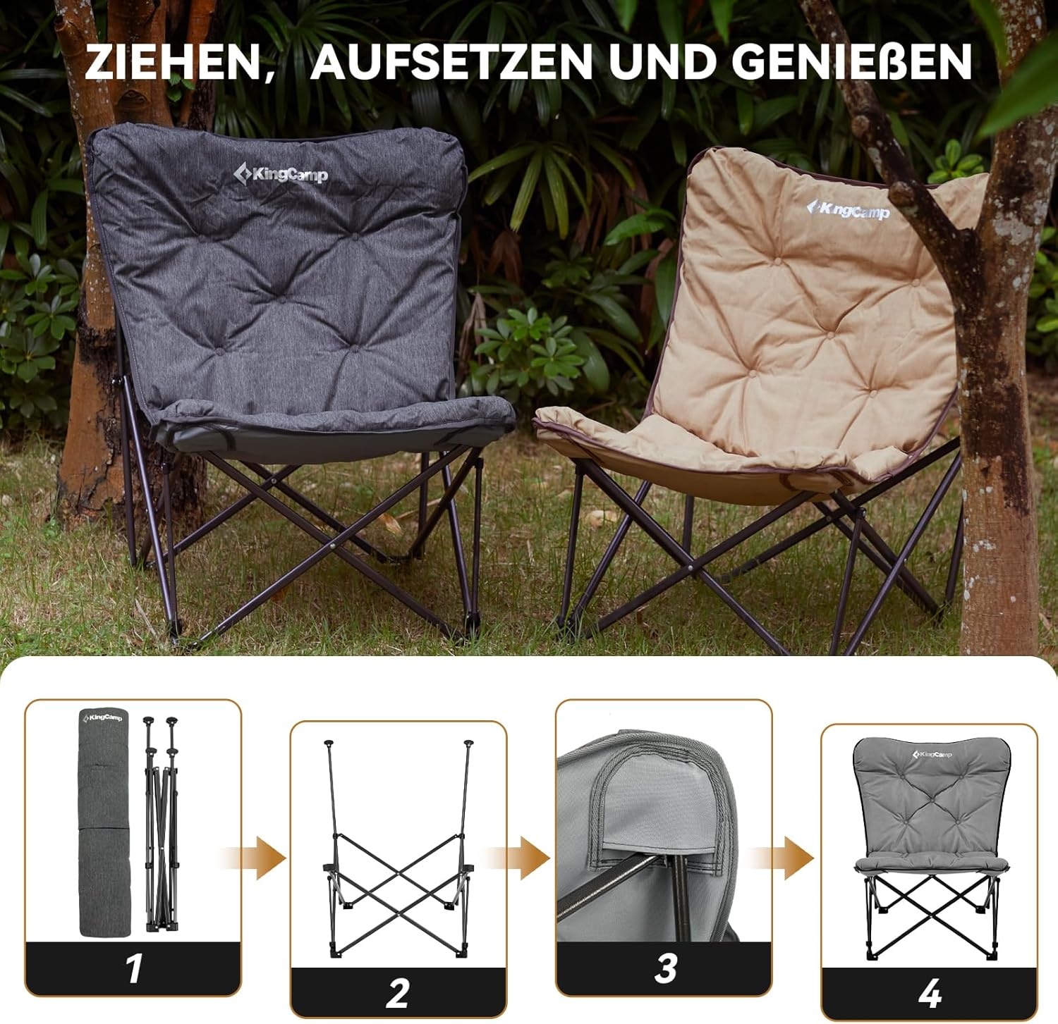 XXL Campingstuhl Faltbar & Leicht - Komfortabel, Hohe Rückenlehne, bis zu 35% Rabatt!