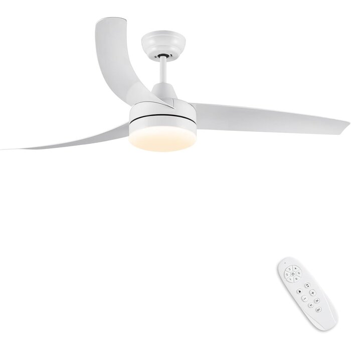 Deckenventilator Weiß 132cm mit LED-Licht, Dimmbar, 6 Geschwindigkeiten, Timer, DC-Motor, Sommer/Winter-Modus