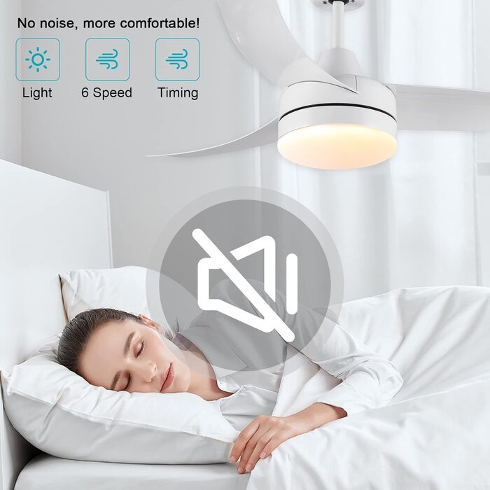 Deckenventilator Weiß 132cm mit LED-Licht, Dimmbar, 6 Geschwindigkeiten, Timer, DC-Motor, Sommer/Winter-Modus