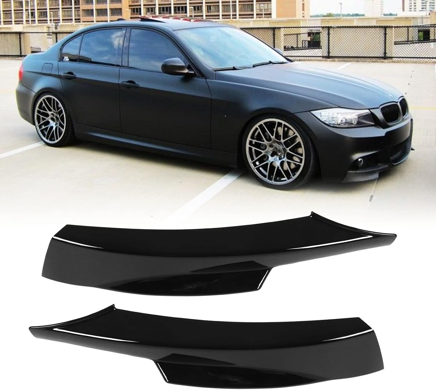 Frontspoiler Lippe Splitter 2er Set ABS Glanzschwarz für BMW E90 M Sport LCI Limousine 2009-2012
