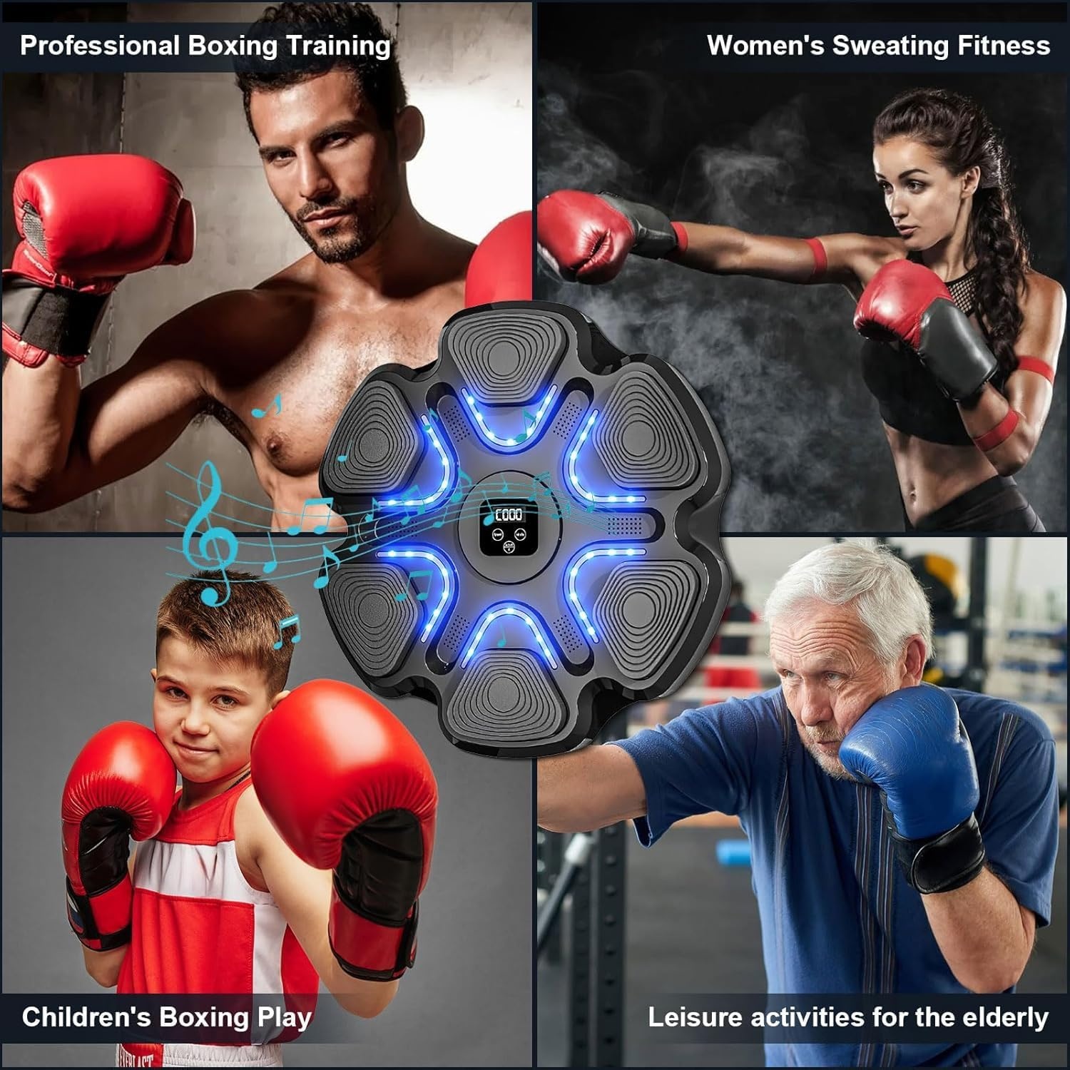 Smarte Musik-Boxmaschine mit Bluetooth und LED-Beleuchtung, Wandmontage, Home Workout Punching Equipment