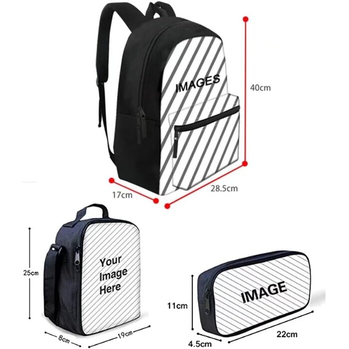 Kinder Rucksack Set 3-teilig: Rucksack, Brotdose, Federmäppchen - Sport Basketball Design - Polyester