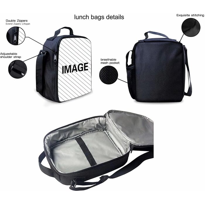 Kinder Rucksack Set 3-teilig: Rucksack, Brotdose, Federmäppchen - Sport Basketball Design - Polyester