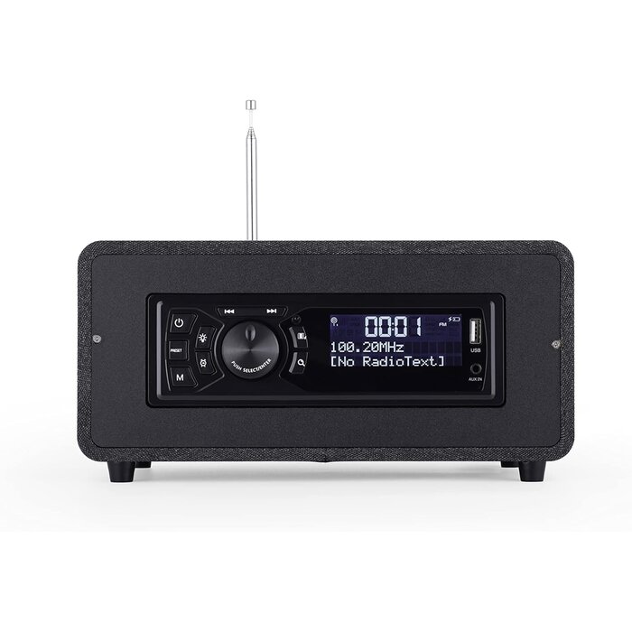 LCD FM/DAB+ Radio mit Bluetooth, USB, AUX IN, Schwarz - inkl. Fernbedienung, Dual-Alarm