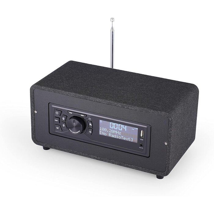 LCD FM/DAB+ Radio mit Bluetooth, USB, AUX IN, Schwarz - inkl. Fernbedienung, Dual-Alarm