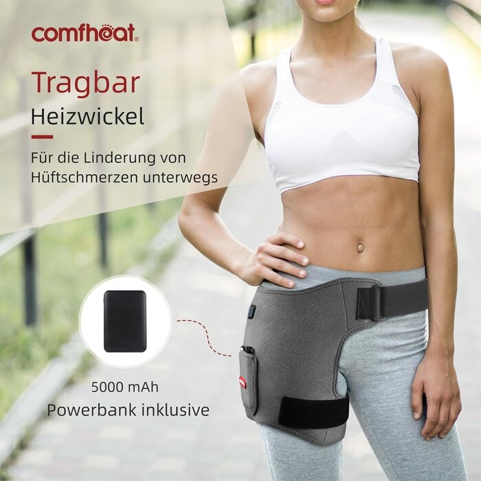 Beheizbare Hüftbandage zur Schmerzlinderung | USB-betrieben | Tragbar | Warme Therapie für Hüftbeschwerden