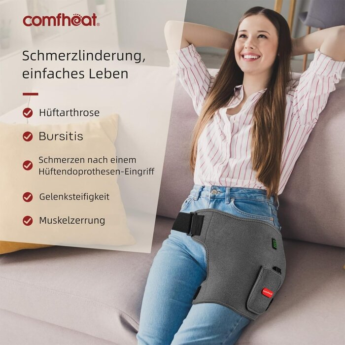 Beheizbare Hüftbandage zur Schmerzlinderung | USB-betrieben | Tragbar | Warme Therapie für Hüftbeschwerden