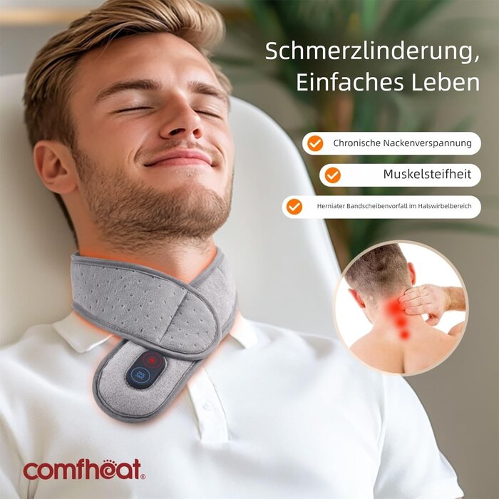 USB Nackenheizkissen für Nackenschmerzen: Beheizbarer Nackenwärmer, Warmkompresse, Linderung bei Steifheit & Verspannungen, Verstellbare Temperatur, Abschaltautomatik