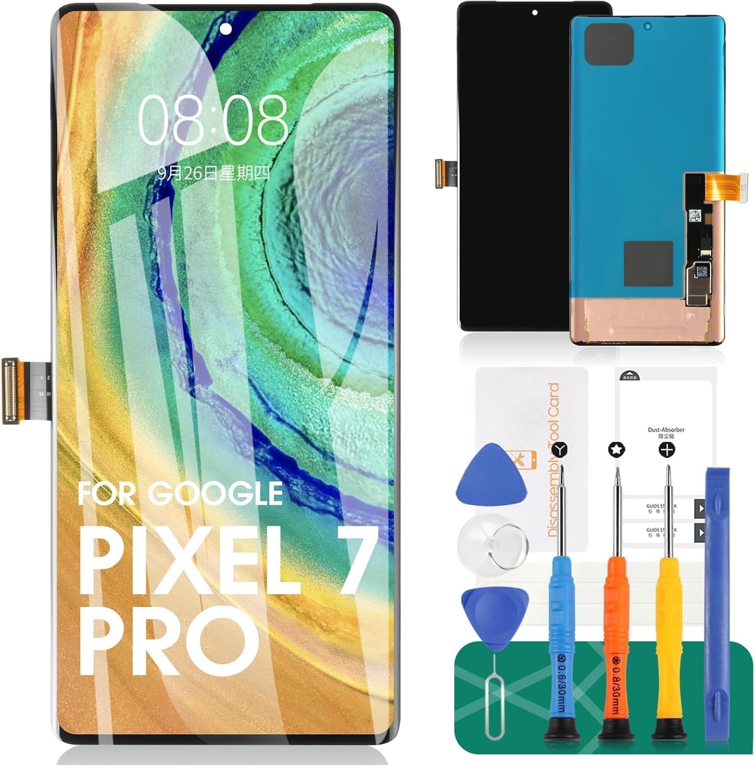 OLED Display-Reparaturset für Google Pixel 7 Pro 5G (Schwarz), 6,7 Zoll, LCD-Digitizer-Touch-Baugruppe