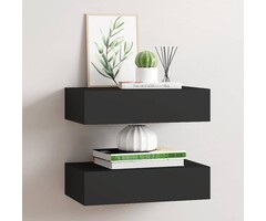 Wandregale mit Schublade (2 Stk.) 40x23,5x10 cm MDF Schwarz