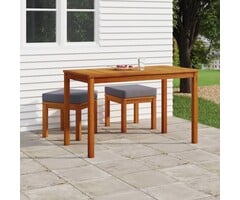 Gartenmöbel-Set mit 4 Hockern und Kissen, Massivholz Akazie, Grau, 110x55x67cm