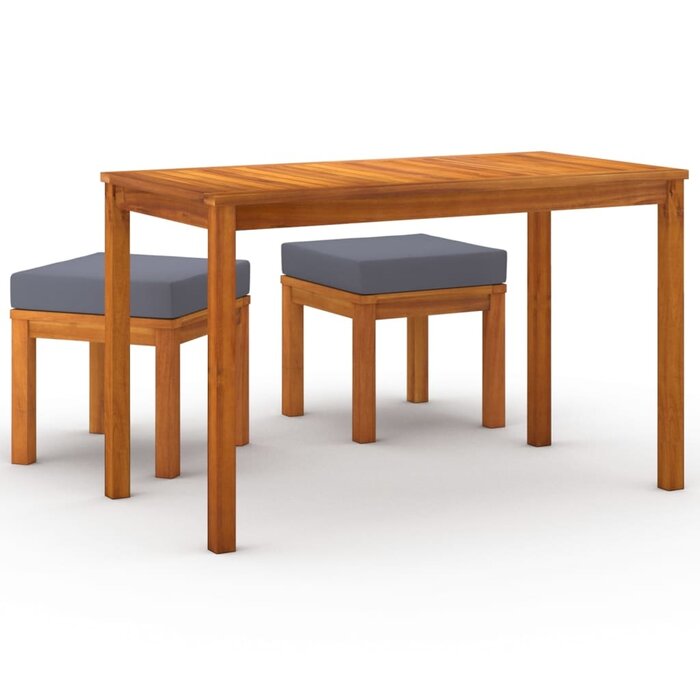 Gartenmöbel-Set mit 4 Hockern & Kissen - Akazie, Grau | Bis zu 35% Rabatt!