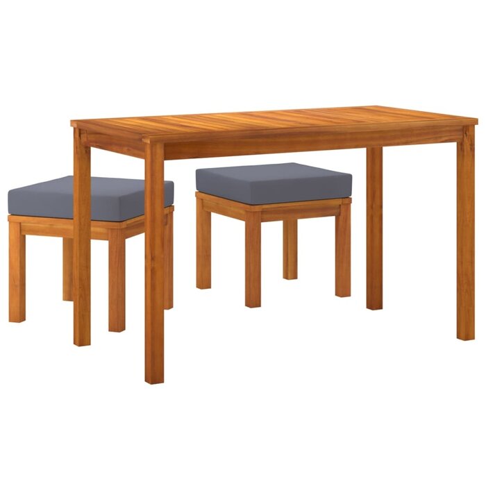 Gartenmöbel-Set mit 4 Hockern & Kissen - Akazie, Grau | Bis zu 35% Rabatt!