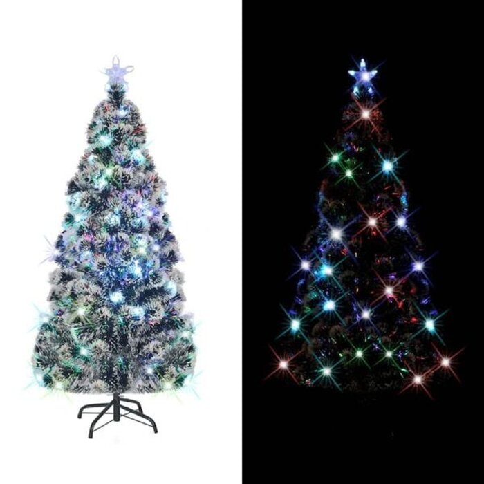 vidaXL Weihnachtsbaum mit LED und Ständer 210 cm Fiber Optic, Grün, 280 Zweige, 49 LEDs