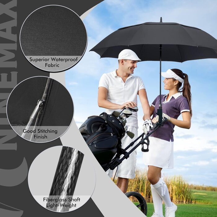 Golfschirm 54 Zoll, Schwarz, winddicht - bis zu 35% Rabatt!