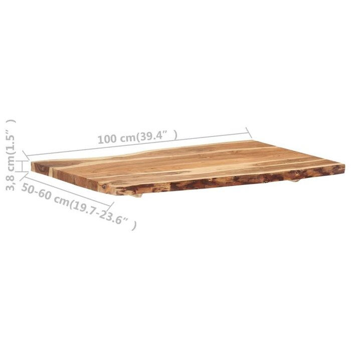 Akazienholz Tischplatte Naturkante 100x(50-60)cm - Bis zu 35% Rabatt!