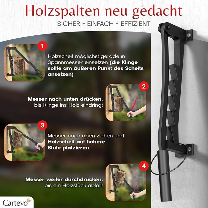 Manueller Holzspalter Schwarz - Wandmontage & tragbar - Bis zu 35% Rabatt!