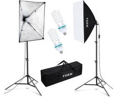 Softbox Studio-Kit 2x 50x70cm, 135W Lampen, Stative - Bis zu 35% günstiger!