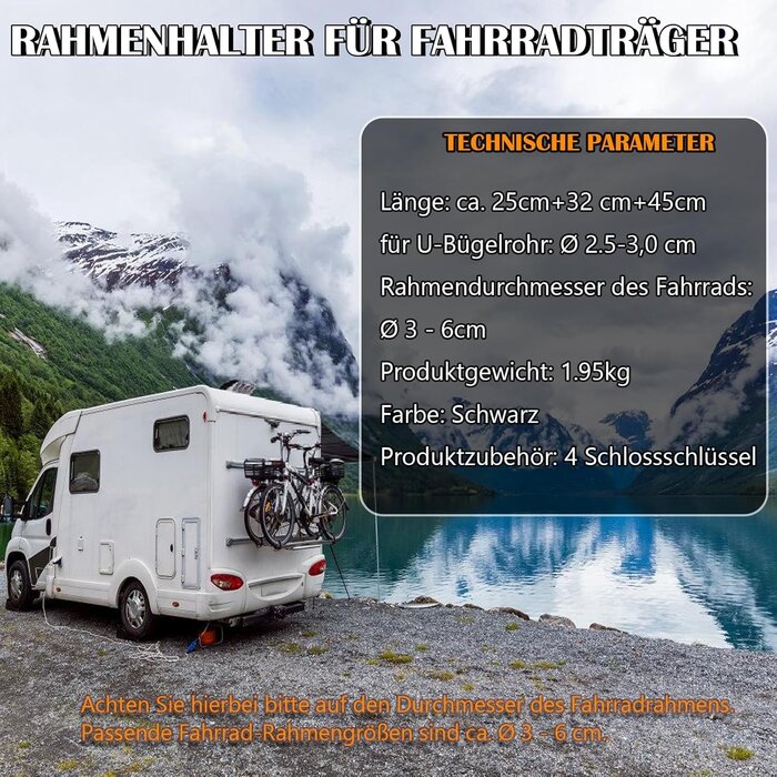 Fahrradträger-Rahmenhalter 3er-Set Universal, abschließbar - bis zu 35% Rabatt!
