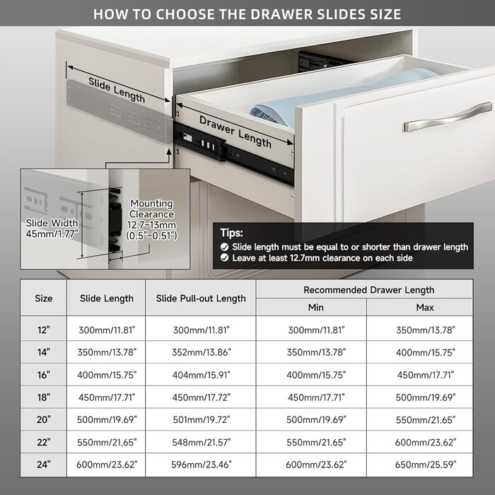 Push-to-Open Schubladenschienen 350mm, 45kg, Schwarz - Bis zu 35% Rabatt!