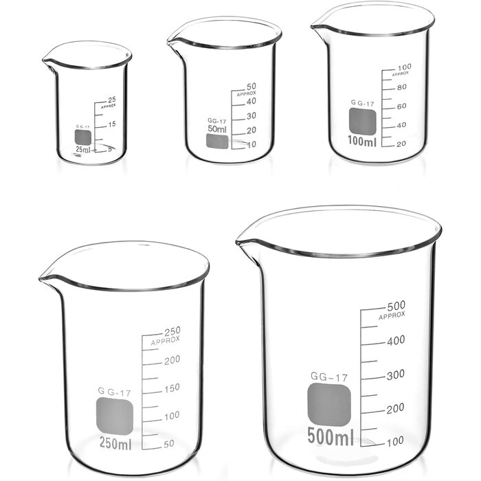 Messbecher-Set Borosilikatglas 5-tlg. (25-500ml) für Labor & Küche - Bis zu 35% Rabatt!