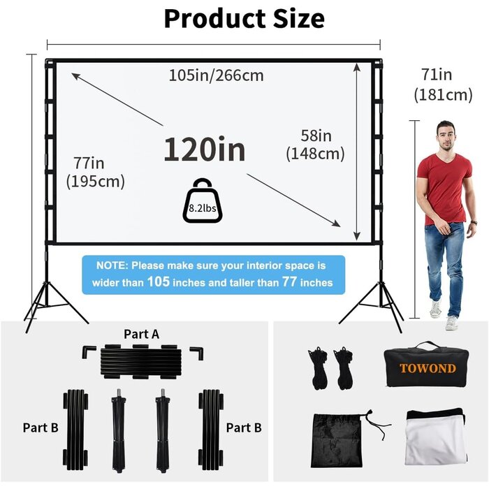 Outlet: Projektionsleinwand 120 Zoll 4K HD mit Ständer - bis zu 35% Rabatt!