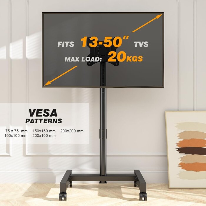 Mobiler TV-Ständer auf Rollen, höhenverstellbar, für 13-50 Zoll TVs - bis zu 35% Rabatt!