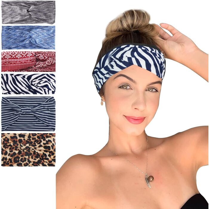 6er-Set Damen Sport-Stirnbänder Baumwoll-Mix - Bis zu 35% günstiger!