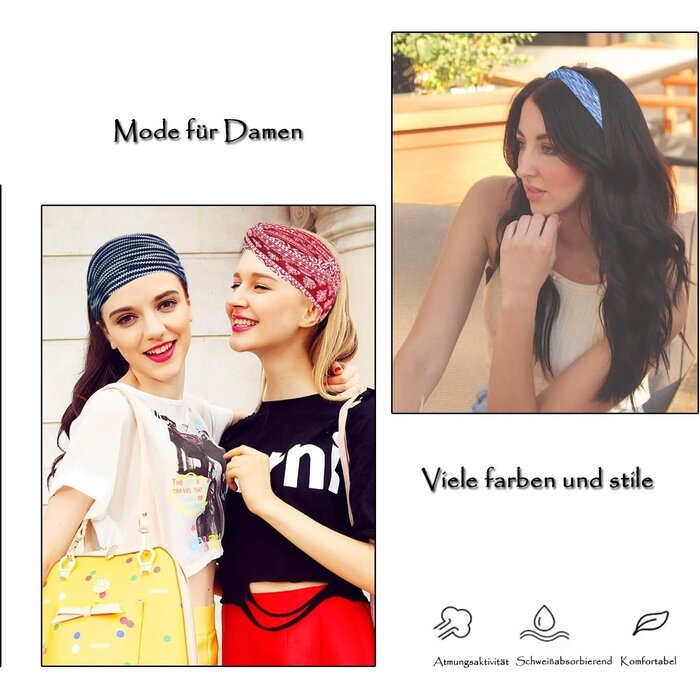6er-Set Damen Sport-Stirnbänder Baumwoll-Mix - Bis zu 35% günstiger!